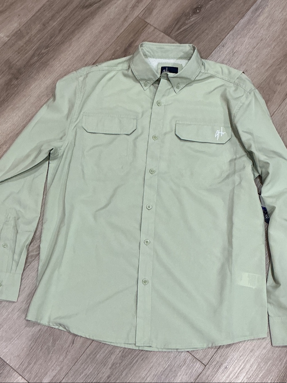 Guy Harvey Light Sage Green Long-Sleeve Button-Down Shirt